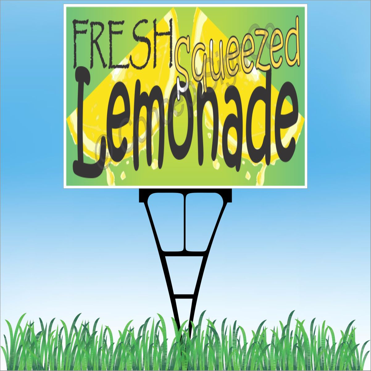 18″x24″ FRESH SQUEEZED LEMONADE Outdoor Yard Sign & Stake Sidewalk Lawn Sales