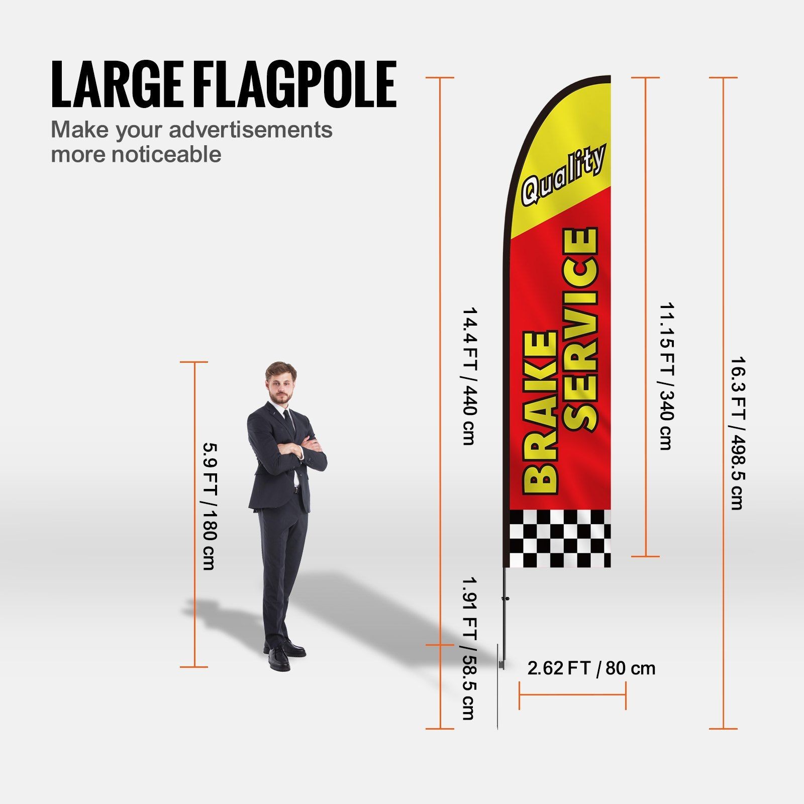 16.3ft UV & Weather-Resistant Feather Flag Kit with 4 Poles & Stakes