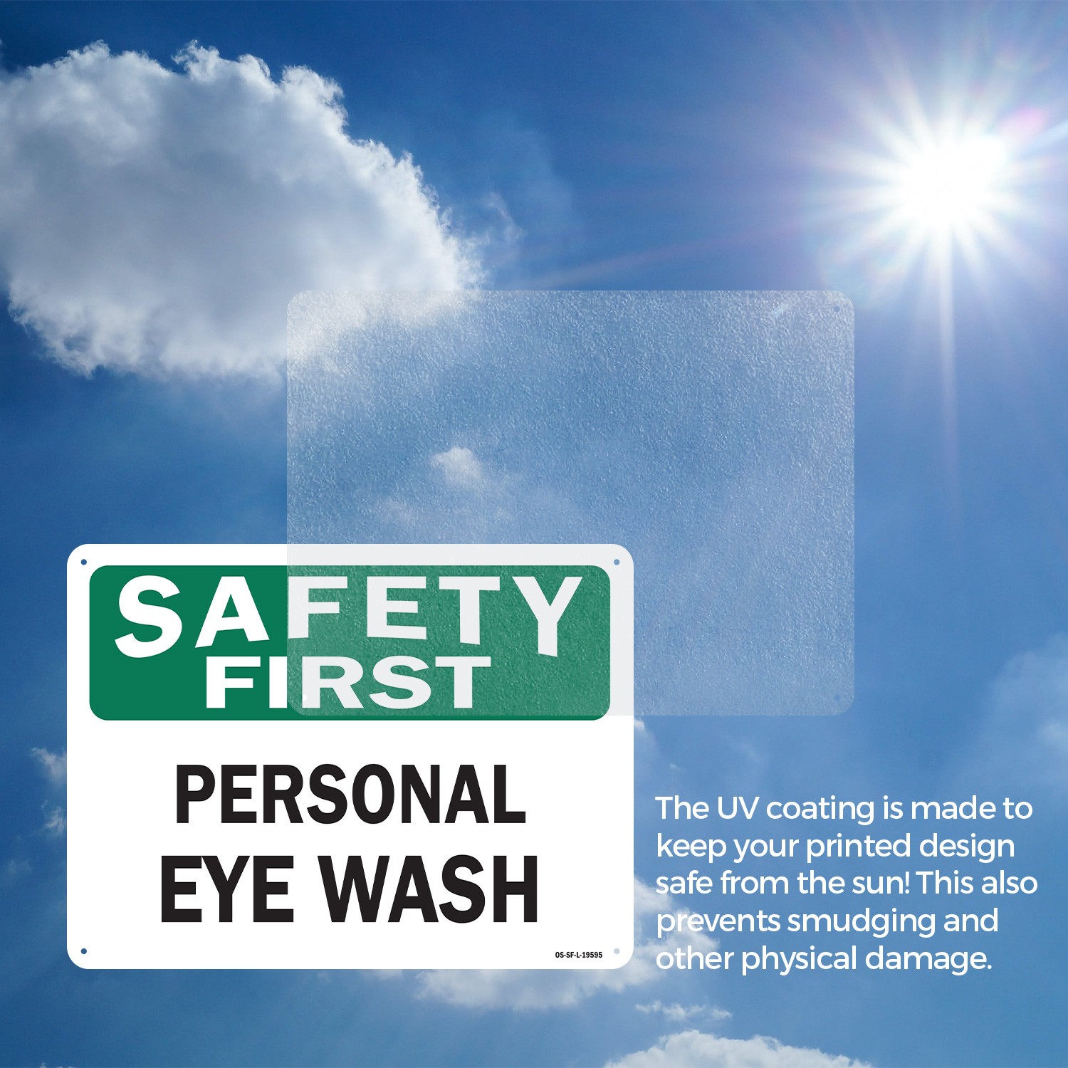 Personal Eye Wash OSHA Safety First Sign Metal, Plastic, Or Decal – 5 or 10 Pack