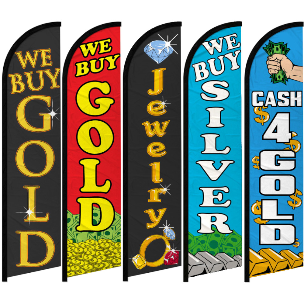 We Buy Gold Windless Advertising Swooper Flag Cash for Jewelery