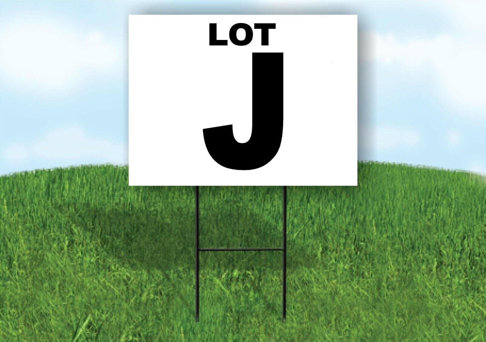 LOT J BLACK WHITE Yard Sign with Stand LAWN SIGN