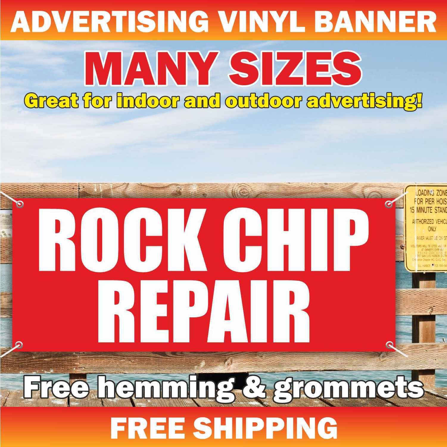 ROCK CHIP REPAIR Advertising Banner Vinyl Mesh Sign WINDSHIELD STONE Service Fix