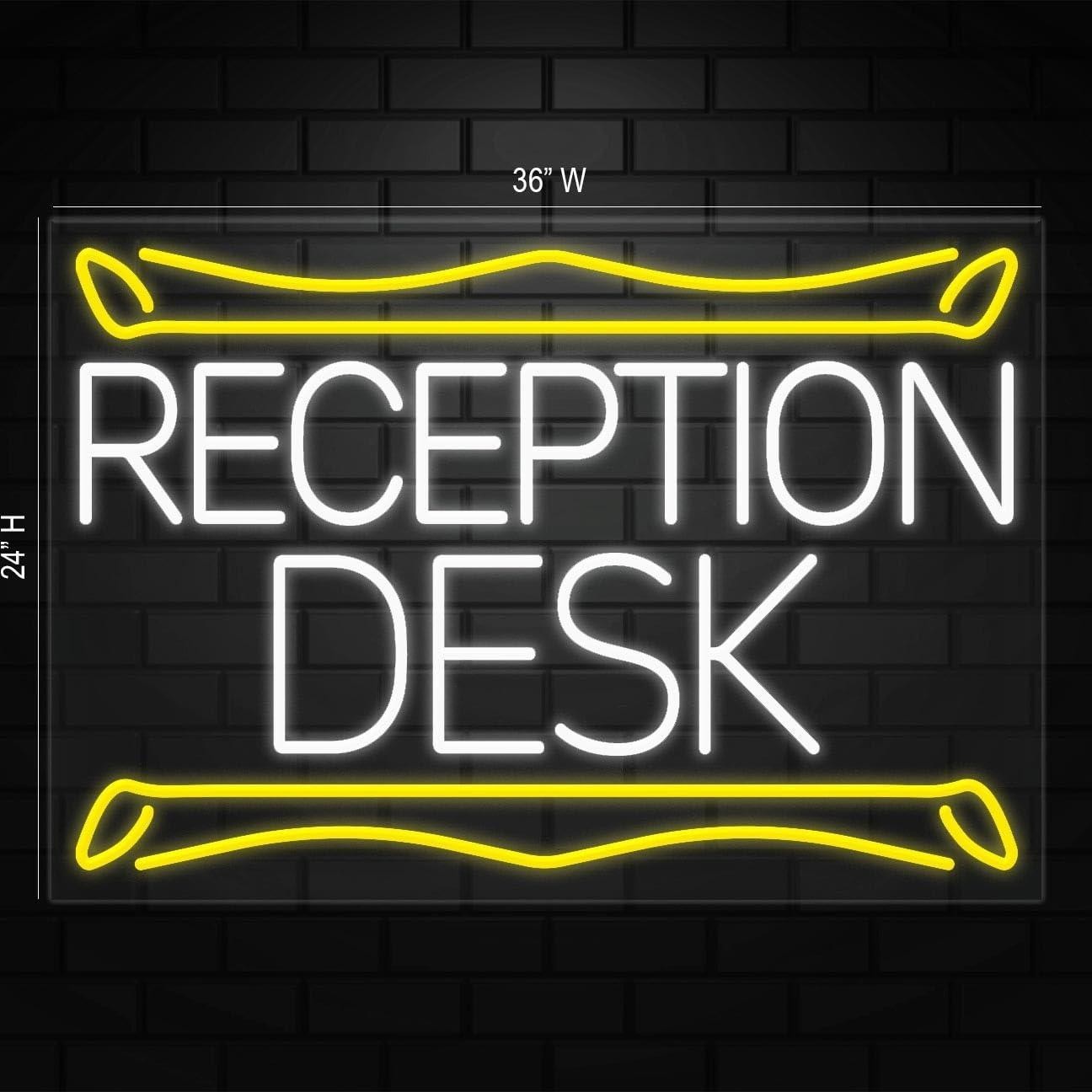 Reception Desk Neon Sign for Retail Displays | LED Flex Neon | 36″W x 24″H x 1″D