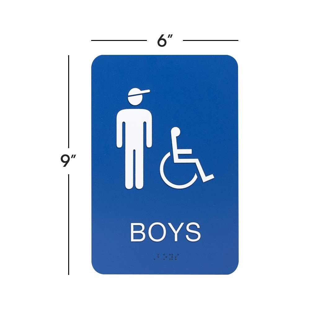 Sblabels Blue Ada Restroom Sign/Classic Ada Acrylic School Bathroom Sign Set