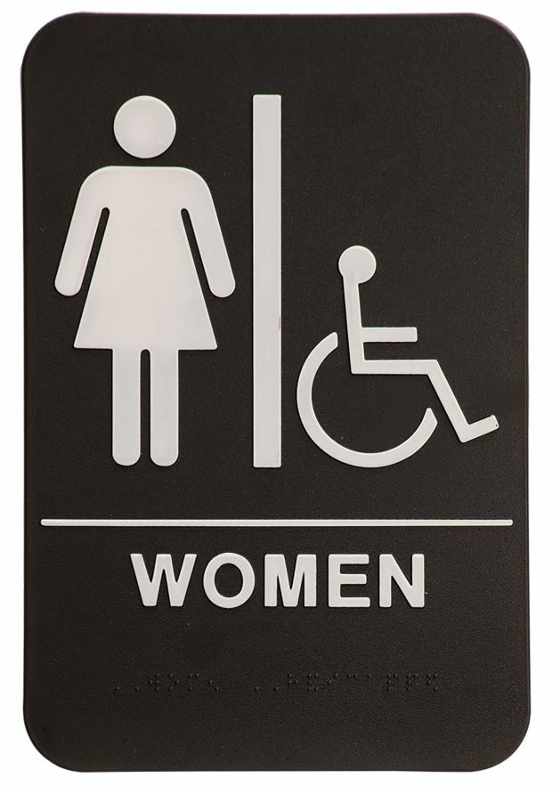 ADA Compliant, Restroom Signs, Black, with Braille text 6″x9″