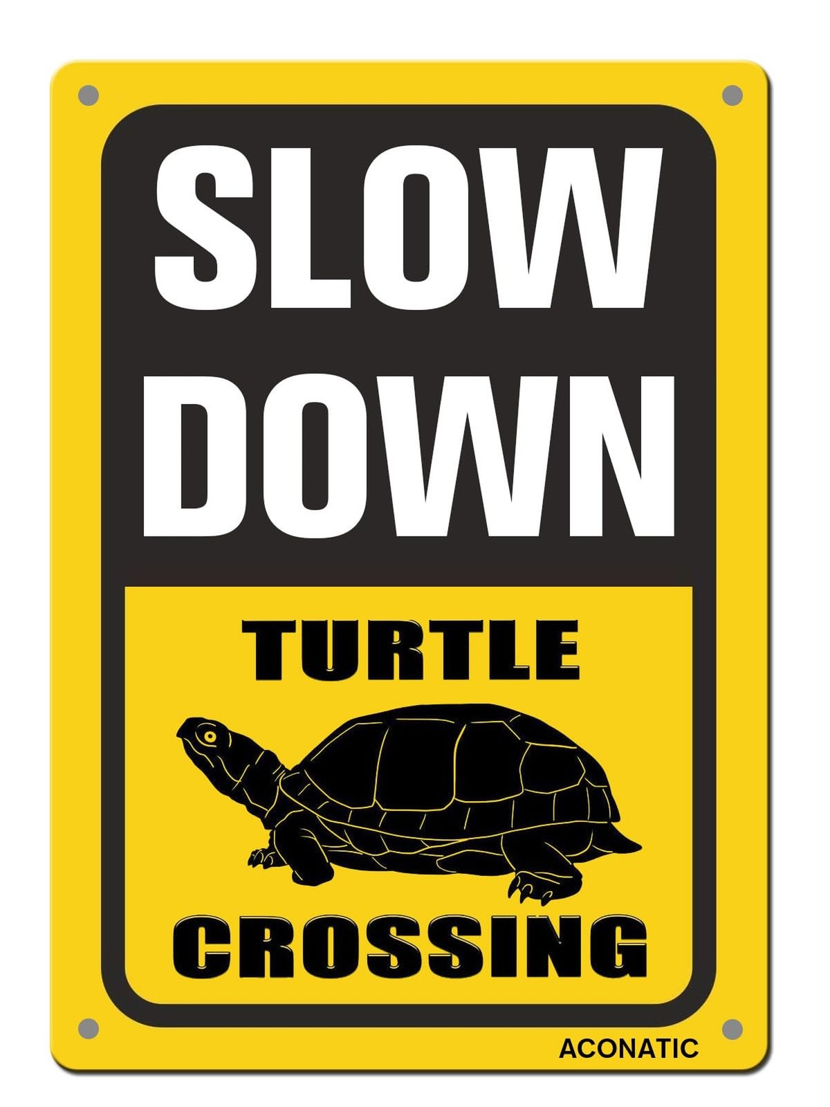 Slow Down Sign, Turtle Crossing Decor – 8″X12″ Aluminum Metal Sign Slow Down014