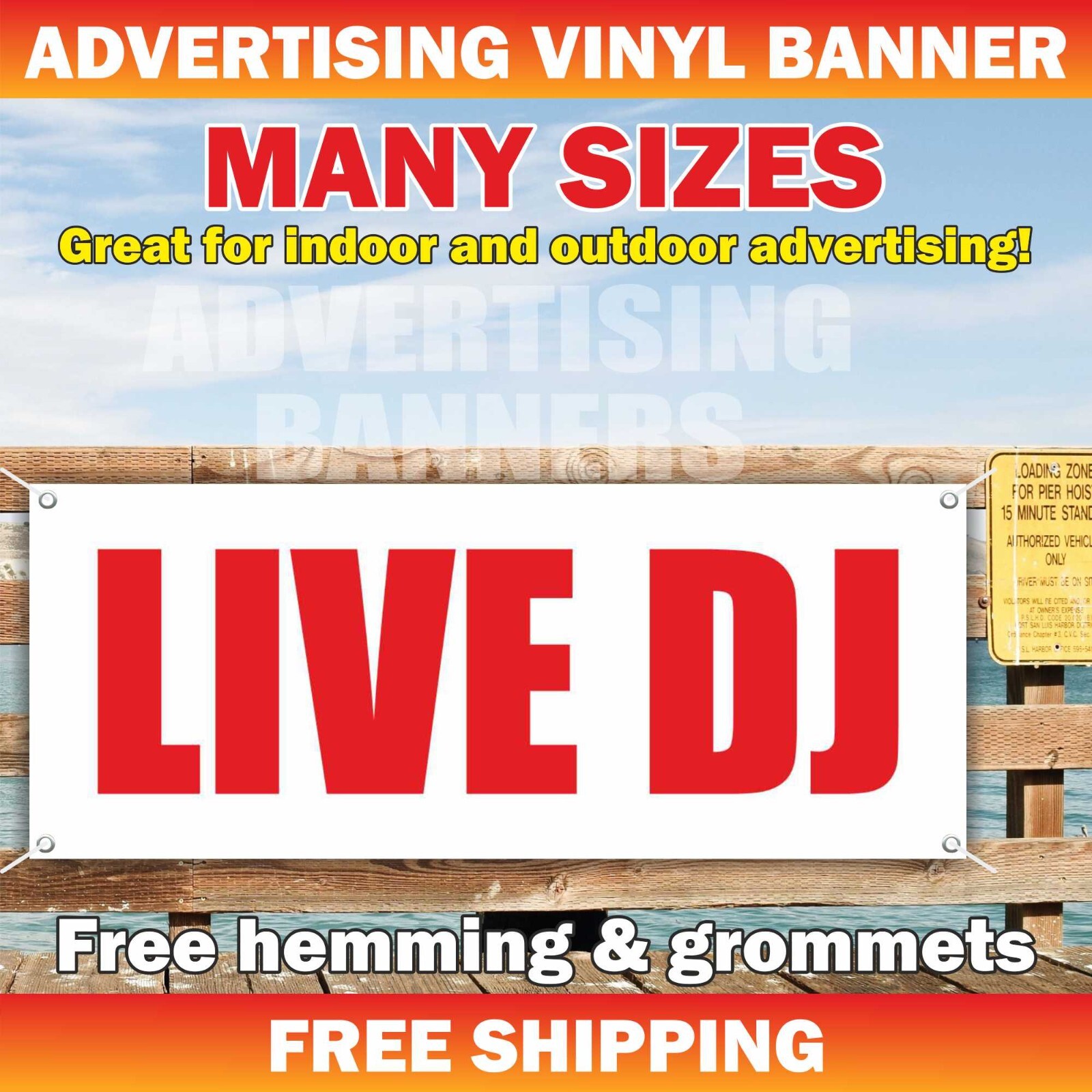 LIVE DJ Advertising Banner Vinyl Sign disco bar party karaoke dance bar music