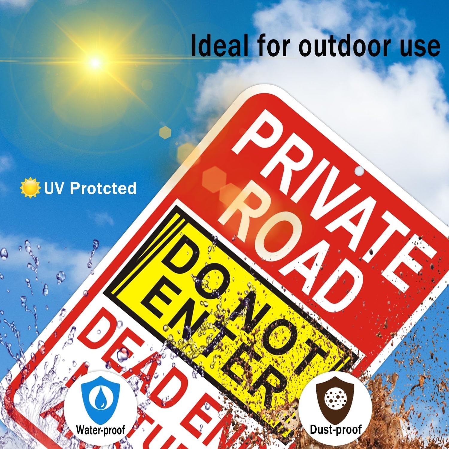 2 Pack Reflective Aluminum No Turn Around Sign, 18″ x 12″, Dead End Do Not Enter