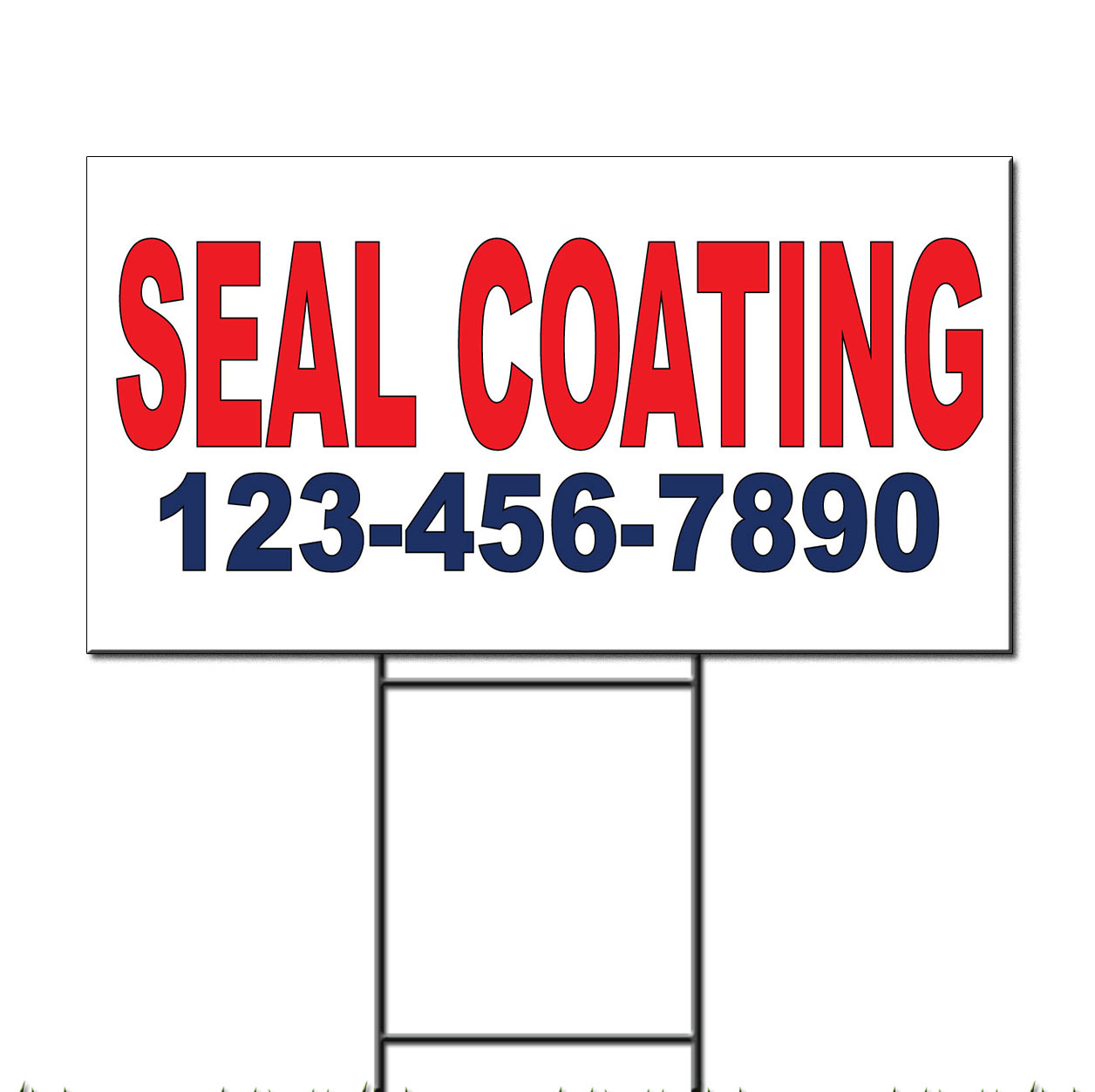 Seal Coating Phone Custom Red Blue Corrugated Plastic Yard Sign /Free Stakes