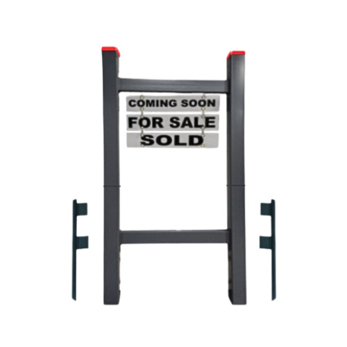 Real Estate Double 3 Piece Yard Sign Post 3 Riders Double Sided & Grommets-Gray