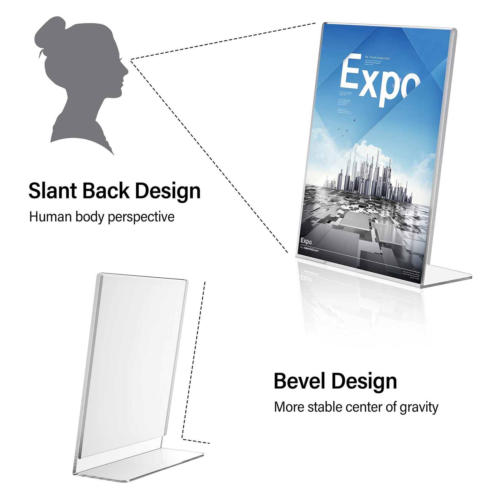 Relx Acrylic Sign Holder 8.5 x 11, Slant Back Display Stand, clear