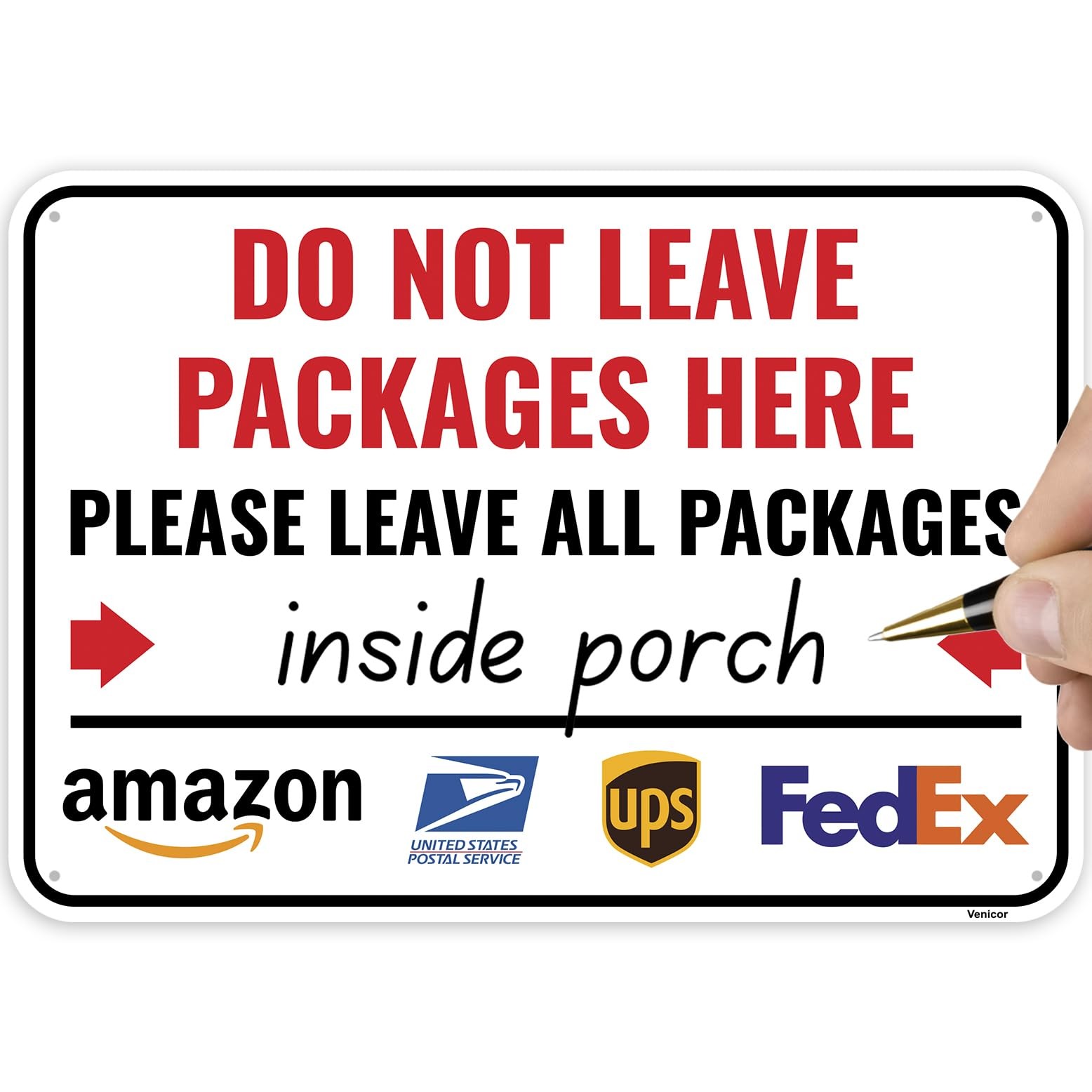 1PC Do Not Leave Packages Here Sign, 10 x 7 Inches Aluminum No Deliveries A…