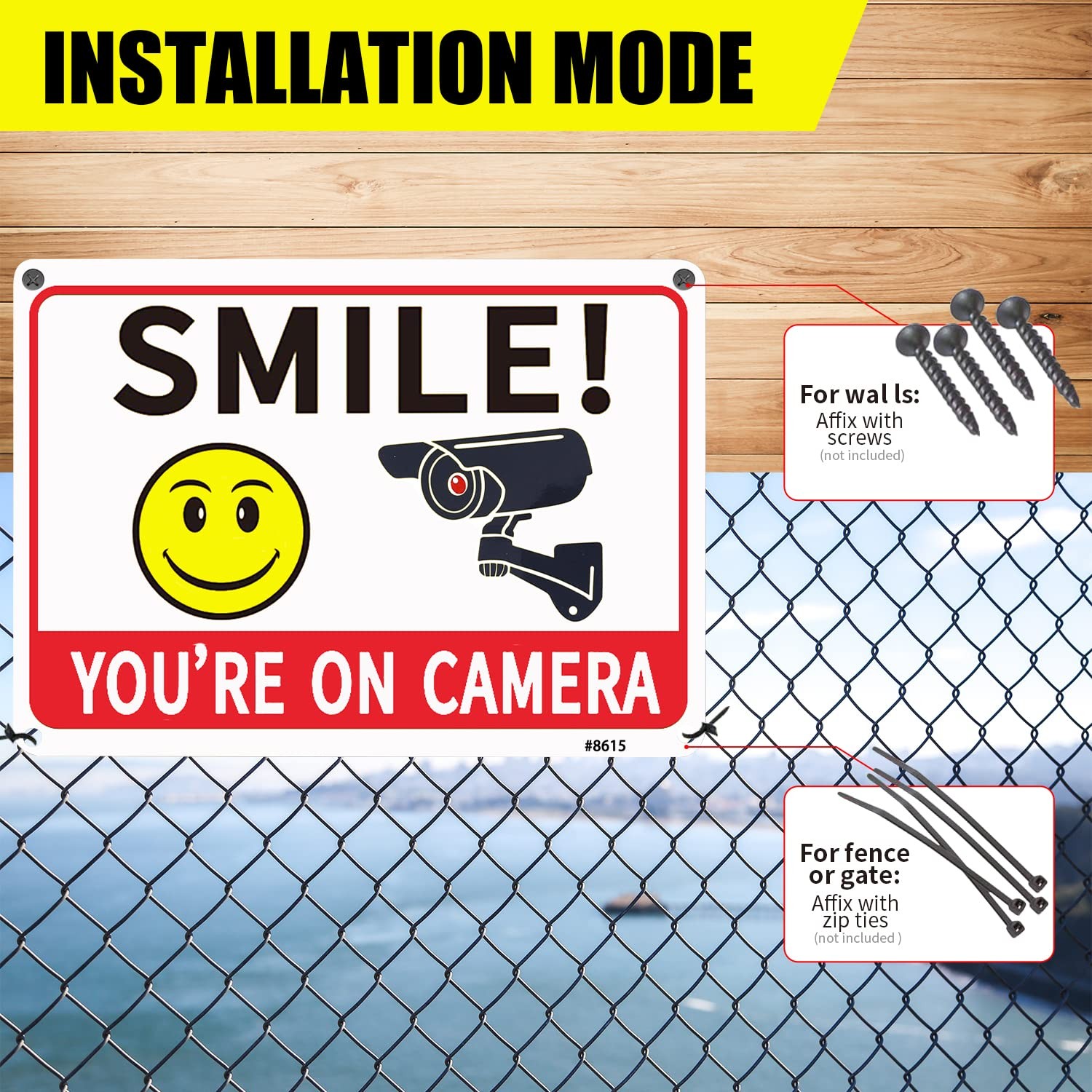 Smile Your on Camera Signs Video Surveillance Signs Aluminum 7×10 inchs Outdo…