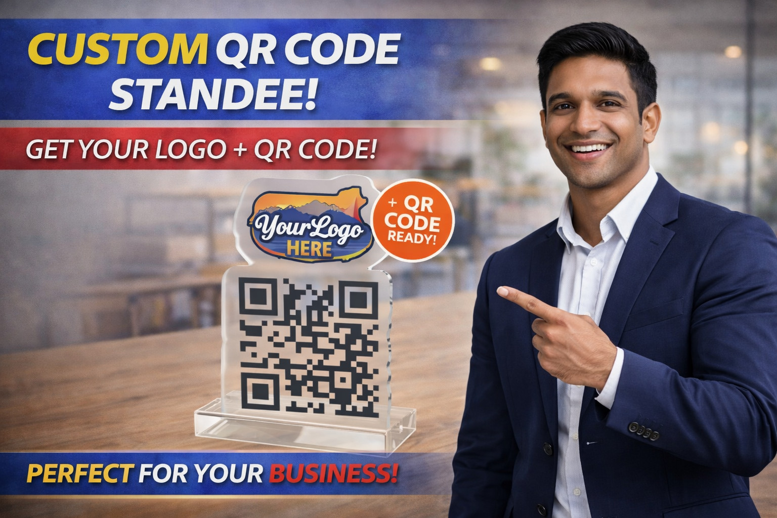 Custom QR Code Stand Scan Me Sign Business Display + QR Service
