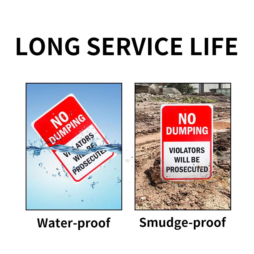 2 Pack No Dumping Sign, 10x 7 .04 Aluminum Sign Rust Free Aluminum-UV Protec