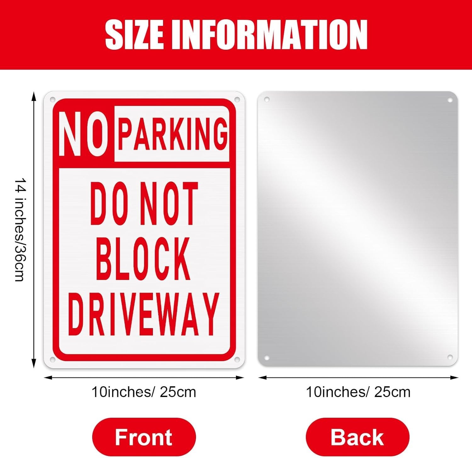 3 Pcs No Parking Sign Do Not Block Driveway Sign 10 x 14 Inches Aluminum Red USA