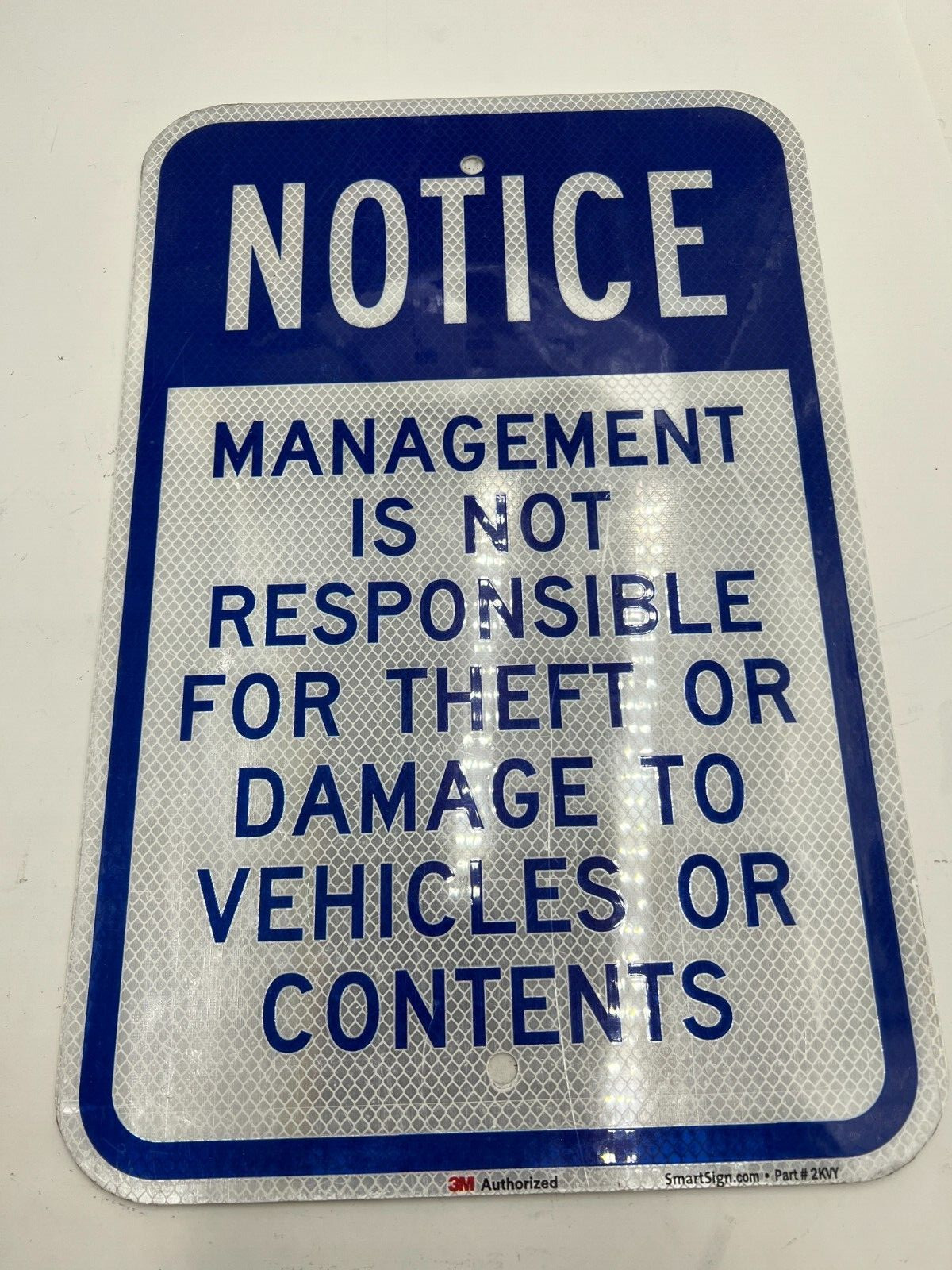 SmartSign Notice Management Is Not Responsible for Theft Sign 12″x18″ 2KVY