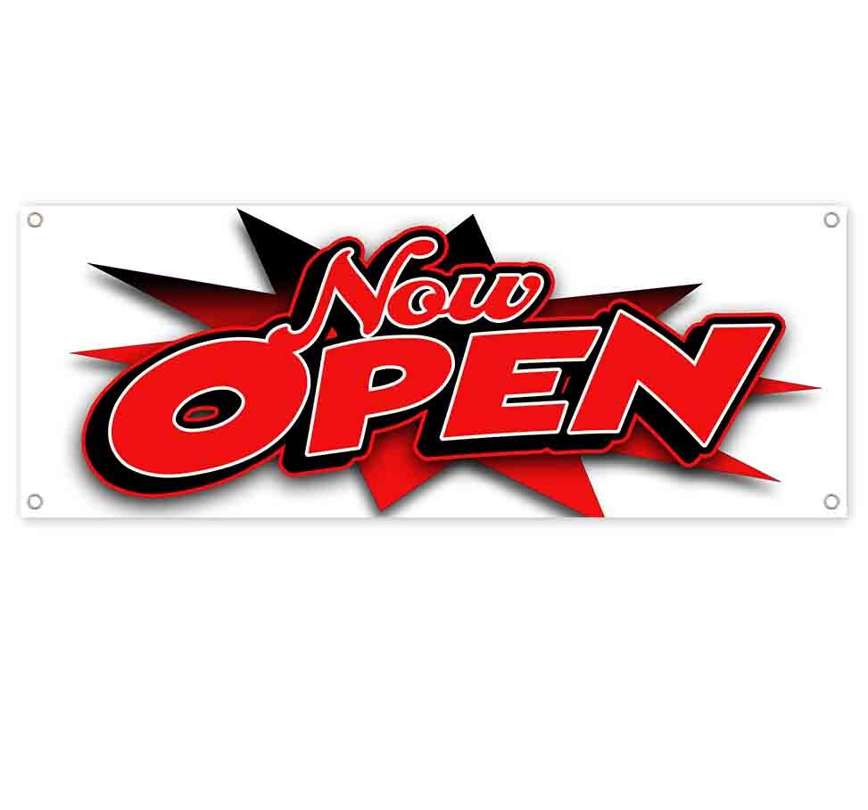 NOW OPEN CLEARANCE BANNER Advertising Vinyl Flag Sign INV OPENING AVAILABLE