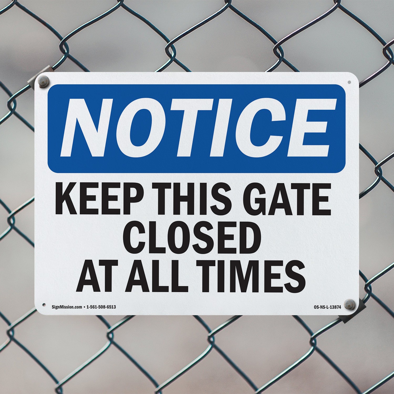Keep This Gate Closed At All Times OSHA Notice Sign Metal, Decal – 5 or 10 Pack