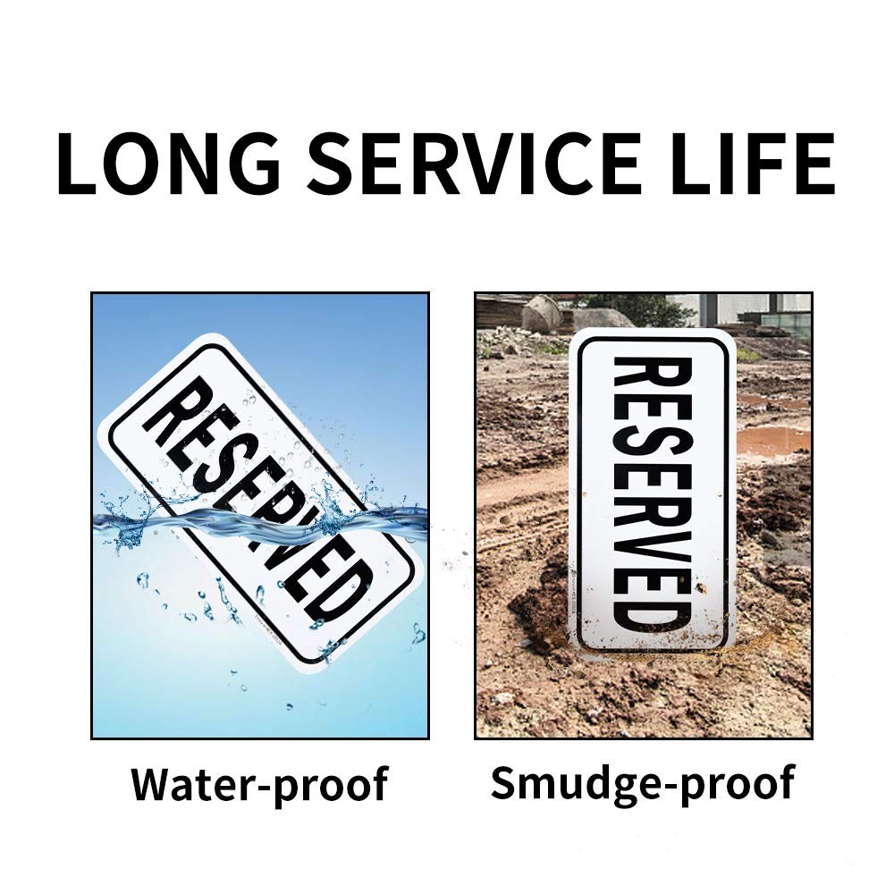 2 PCS Reserved Sign 12×6 Inch Reflective Rust Free Aluminum Weatherproof