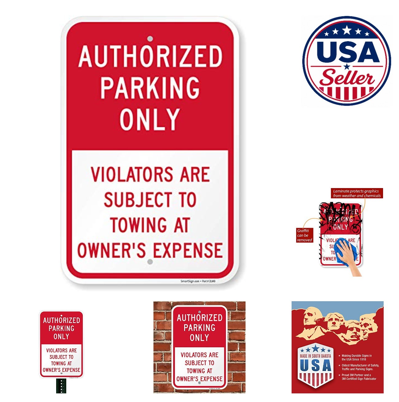 Authorized Parking Only Sign 12×18 Aluminum Violators Subject to Towing Durable