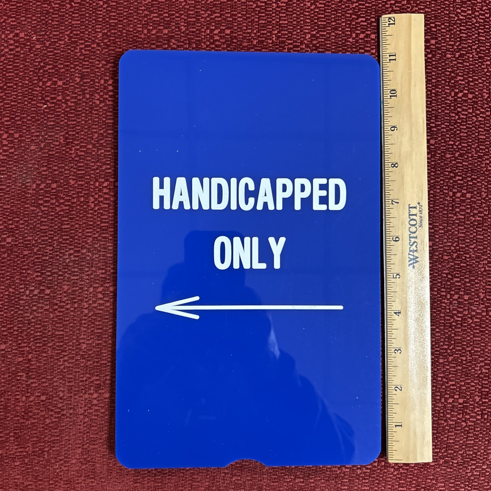 New Blue Plastic Handicapped Only Sign 7x 11 Inches