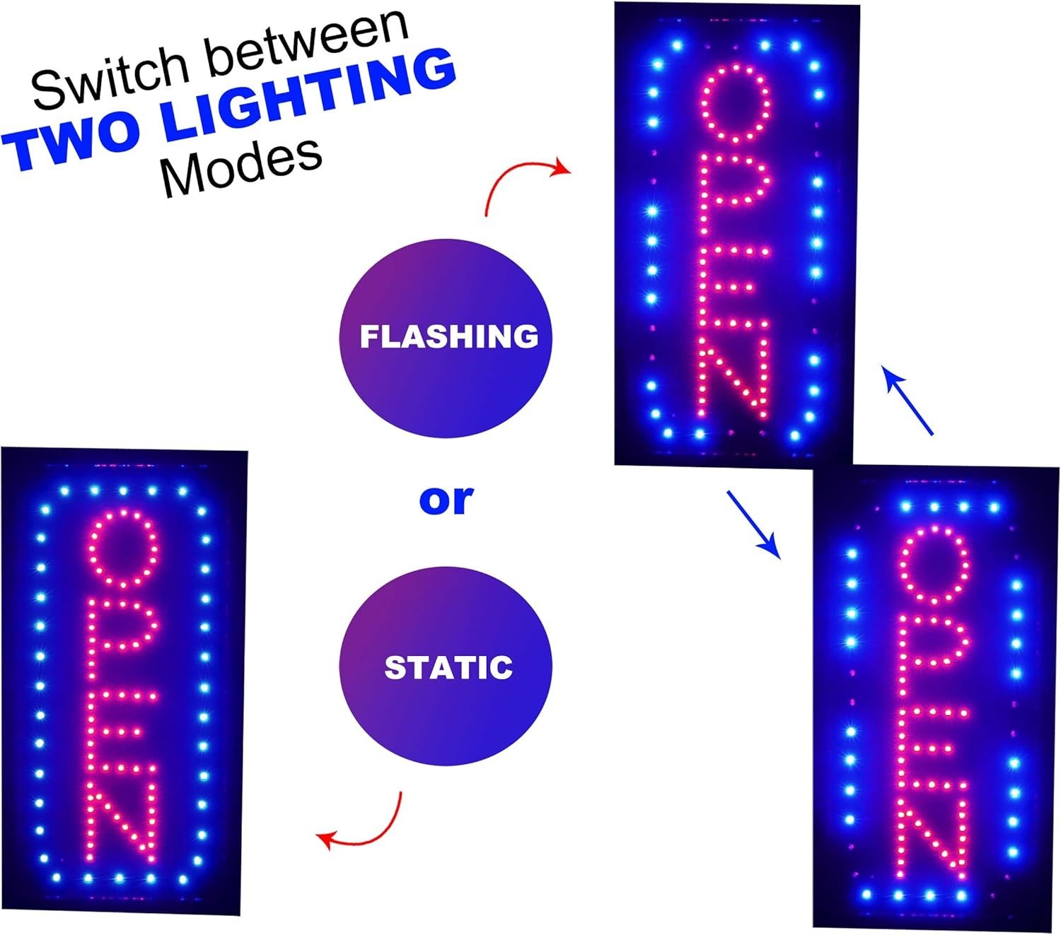 Attractive LED Open Sign with Flashing Mode for Businesses – 1-