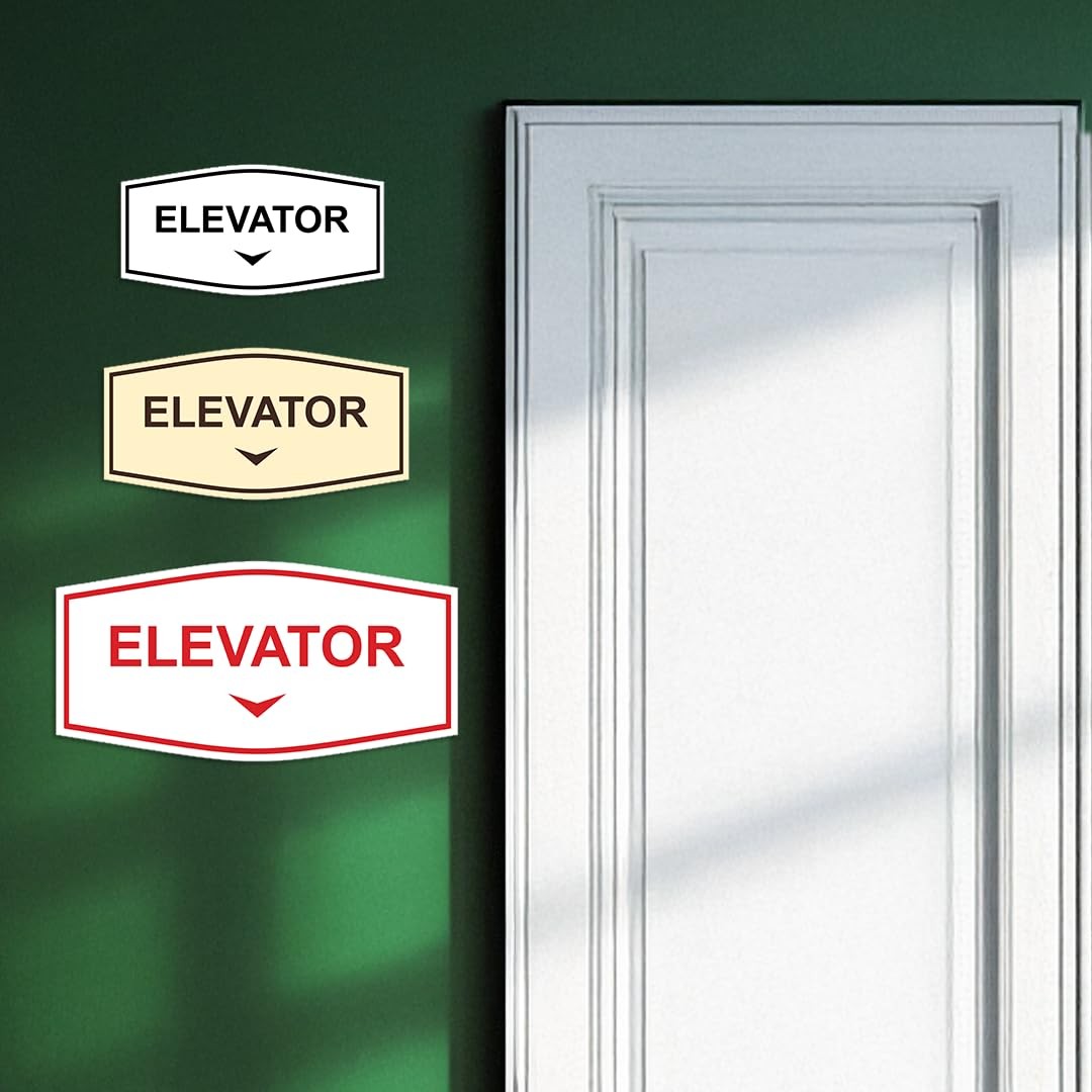 Large Black Elevator Down Arrow Sign, Fancy, Wall, Door, Directional, Office