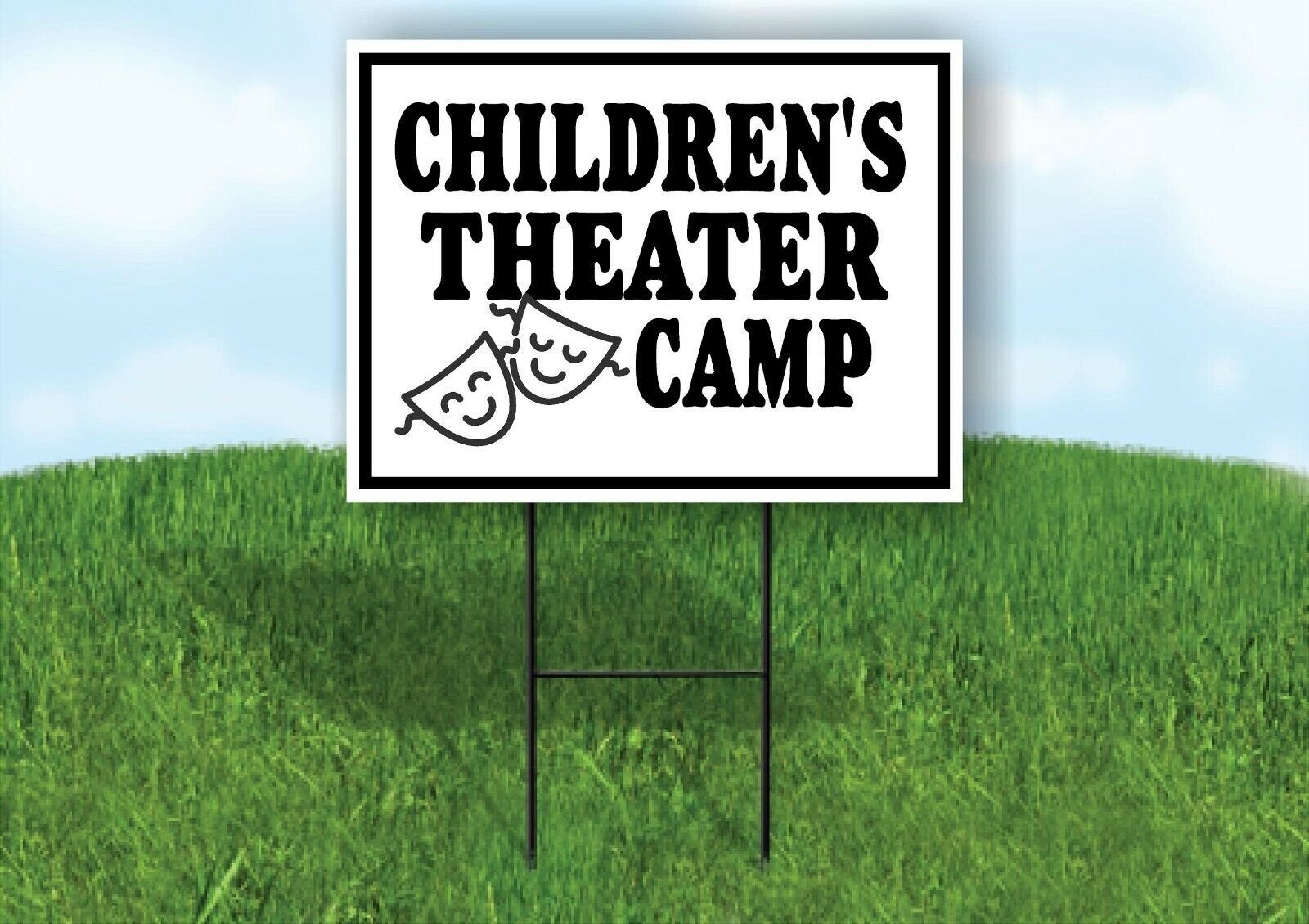 CHILDRENS THEATER CAMP BLACK BORDER Yard Sign with Stand LAWN SIGN