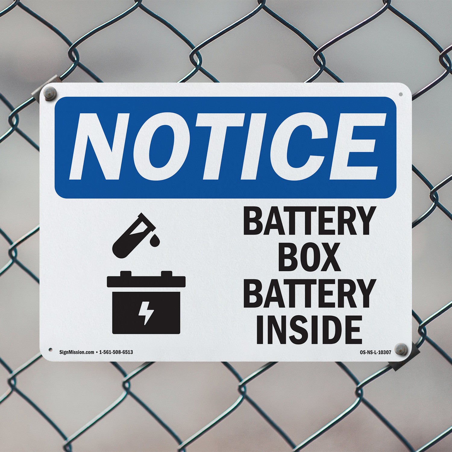 Battery Box Battery Inside OSHA Notice Sign Metal, Plastic, Decal 5 or 10 Pack
