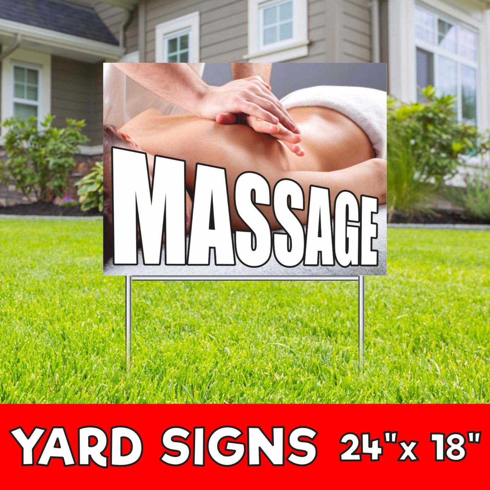 MASSAGE Yard Sign Corrugate Plastic with H-Stakes Beauty Spa Wellness THERAPY