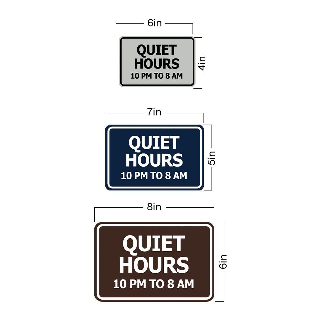 1 PCS Classic Framed Quiet Hours 10 pm to 8 am Sign Ivory Dark Brown Large