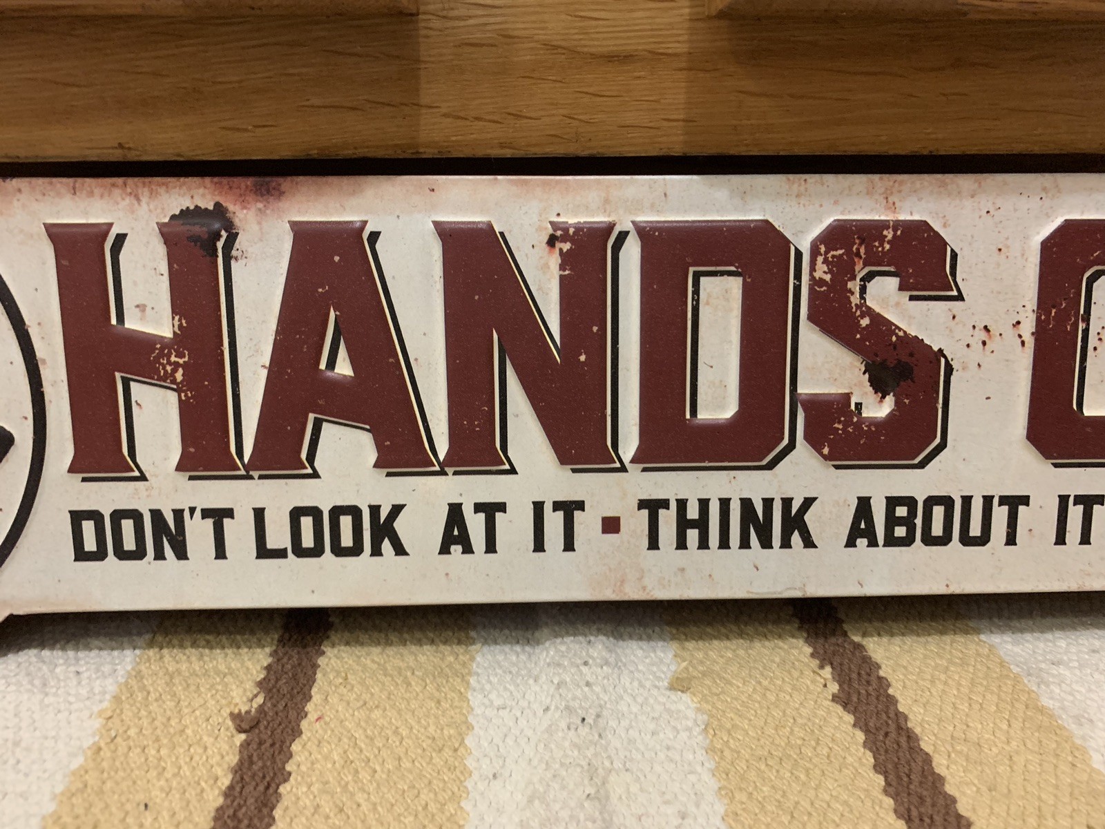 Hands Off Safety First Sign Garage Tools Office Vintage Style Don’t Touch Decor