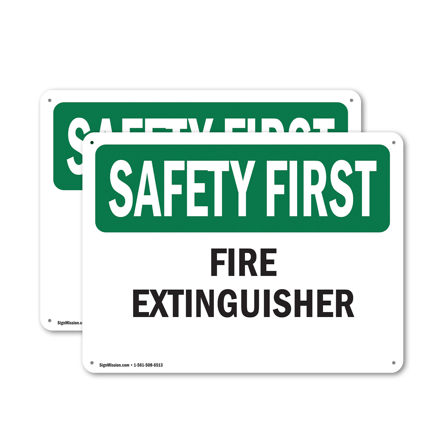 (2 Pack) Fire Extinguisher OSHA Safety First Sign Decal Metal Plastic