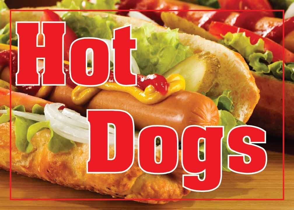 Hot Dogs | Sidewalk Yard Sign w/ Metal Stakes | 24″W x 18″H