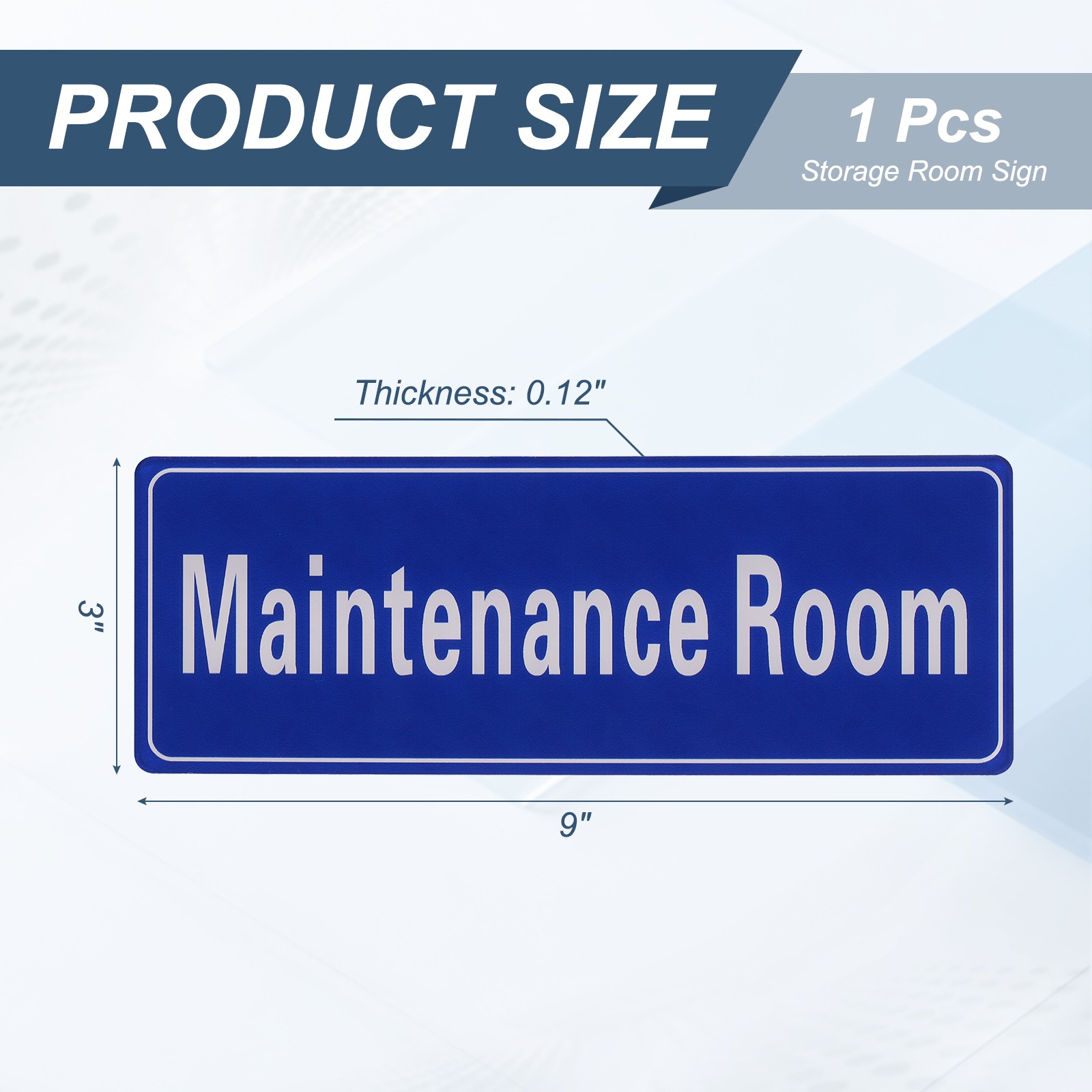 9″x3″ Maintenance Room, 1Pcs Room Door Sign, Navy Blue with White Text