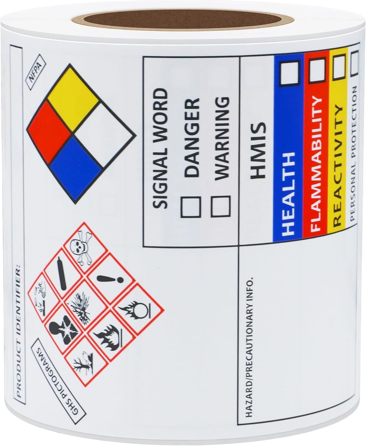 Hybsk Chemical Safety Labels for SDS NFPA HMIS OSHA | 4×3 3-in-1, White