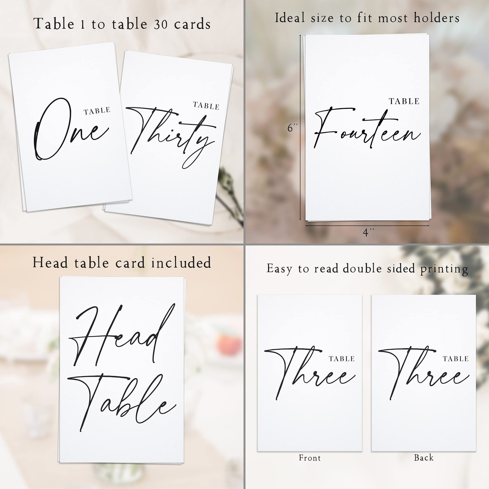 Black Table Numbers – Wedding Reception Table Numbers 1-30 – 4×6 Inches