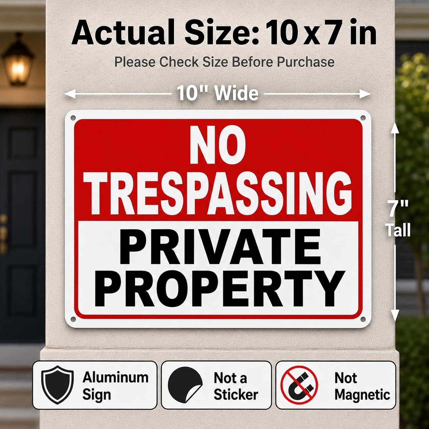 2 Pack No Trespassing Signs Private Property – 10×7 Inch 40 Mil Rust Free Alu…