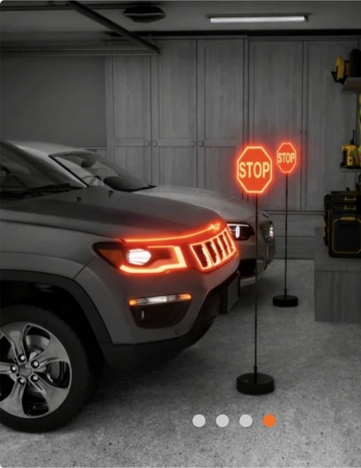Parkez STOP Parking Sign w/ Flashing LED Light, Adjustable Height, Weighted Base