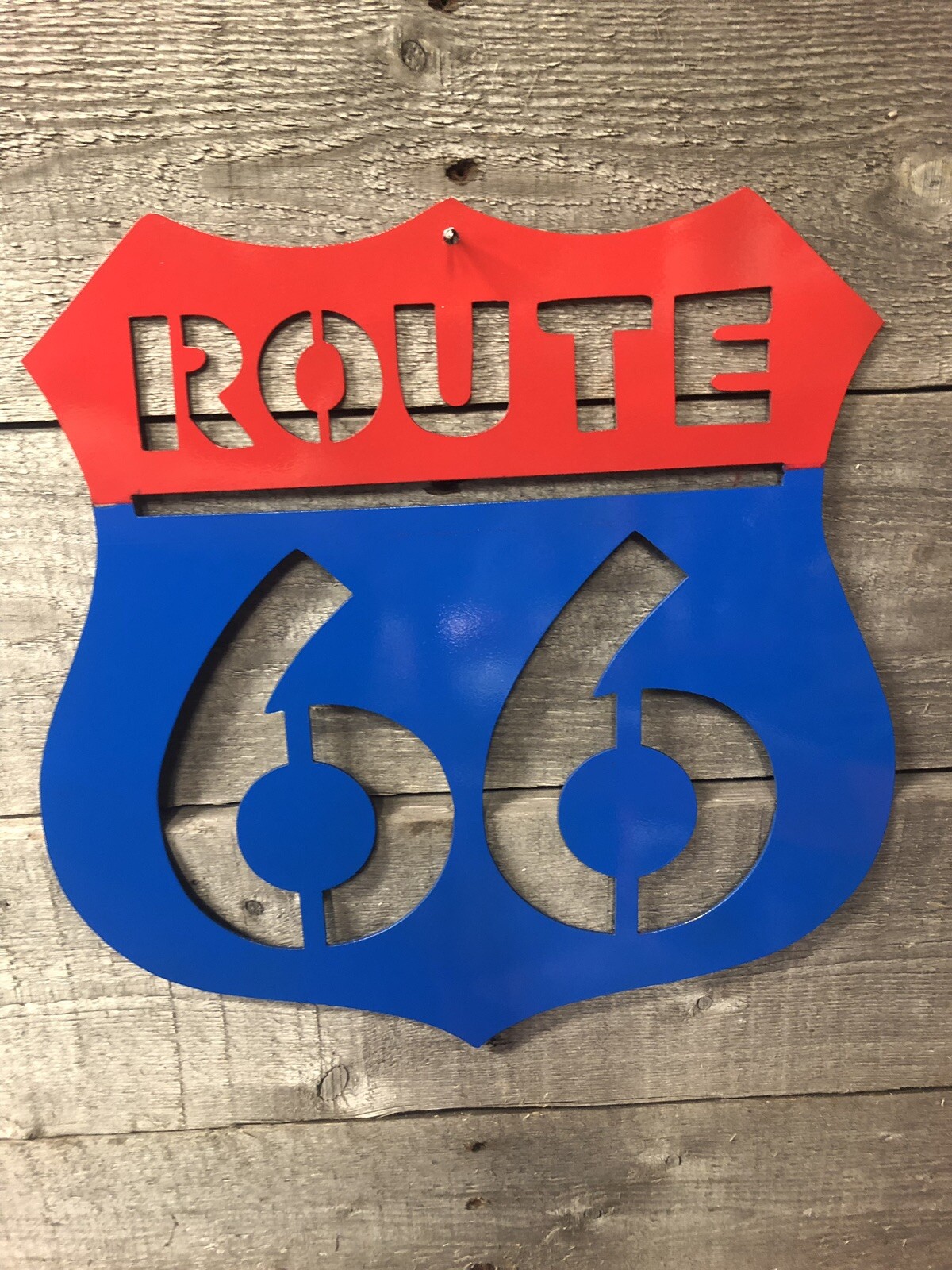 Route 66 wall hanging Metal CNC sign art for garage, shop, basement or man Cave