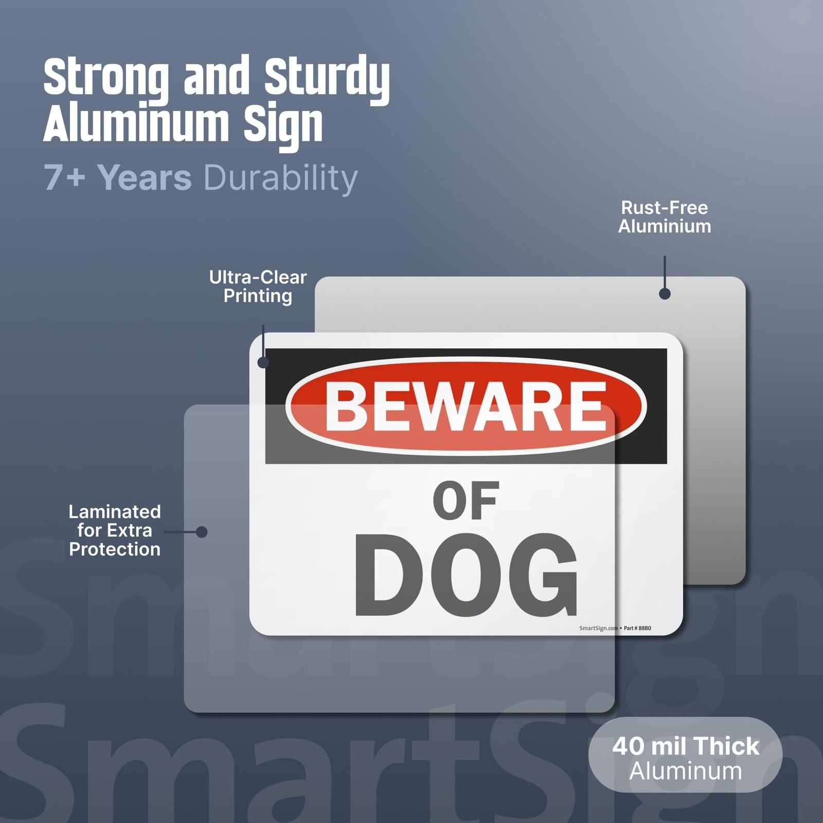 Beware Of Dog Sign 7×10 Inch Aluminum Metal Safety Plaque S7404AL10