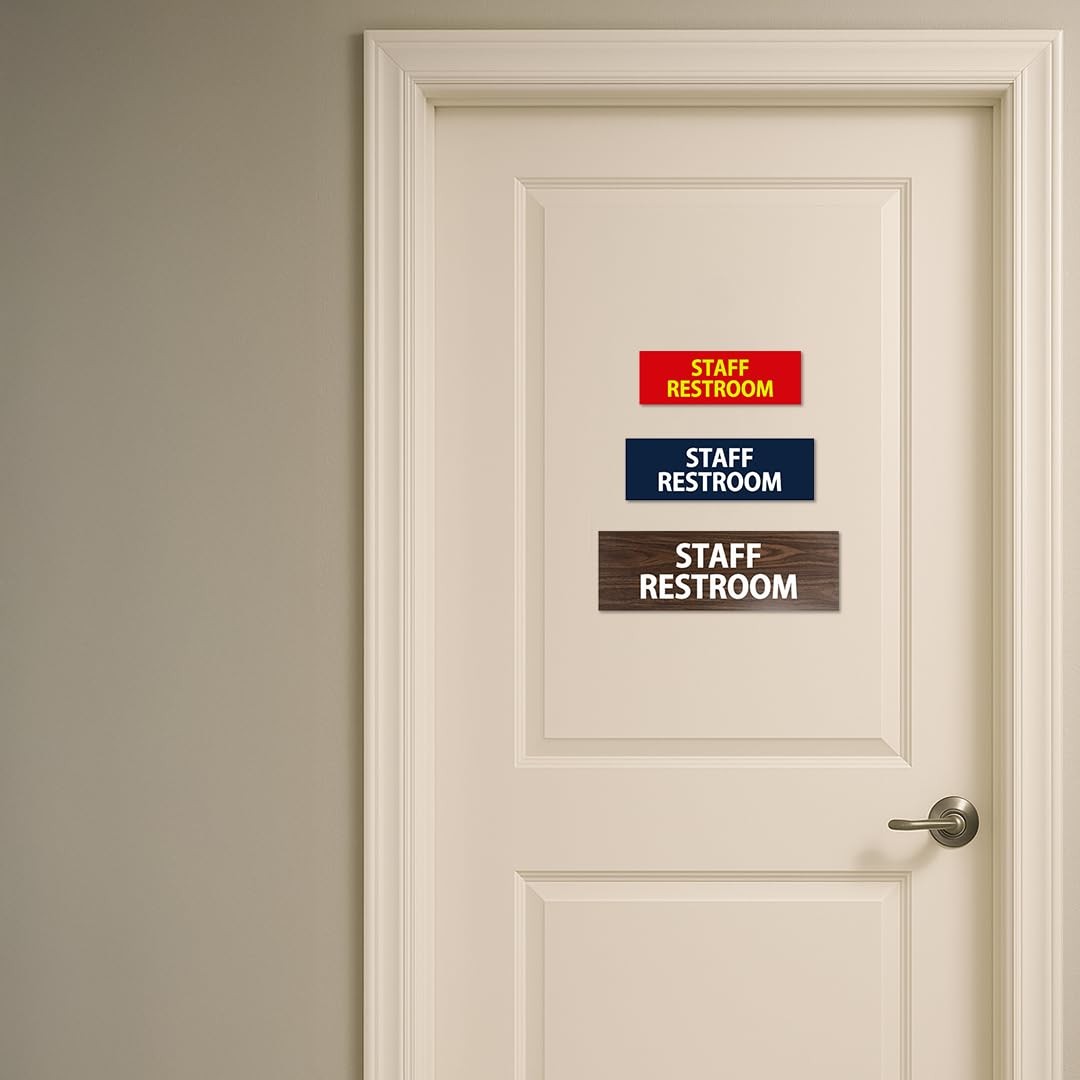 Signs ByLITA Basic Staff Restroom 2.5 x 6″ – Small (1 Pack), Brushed Silver