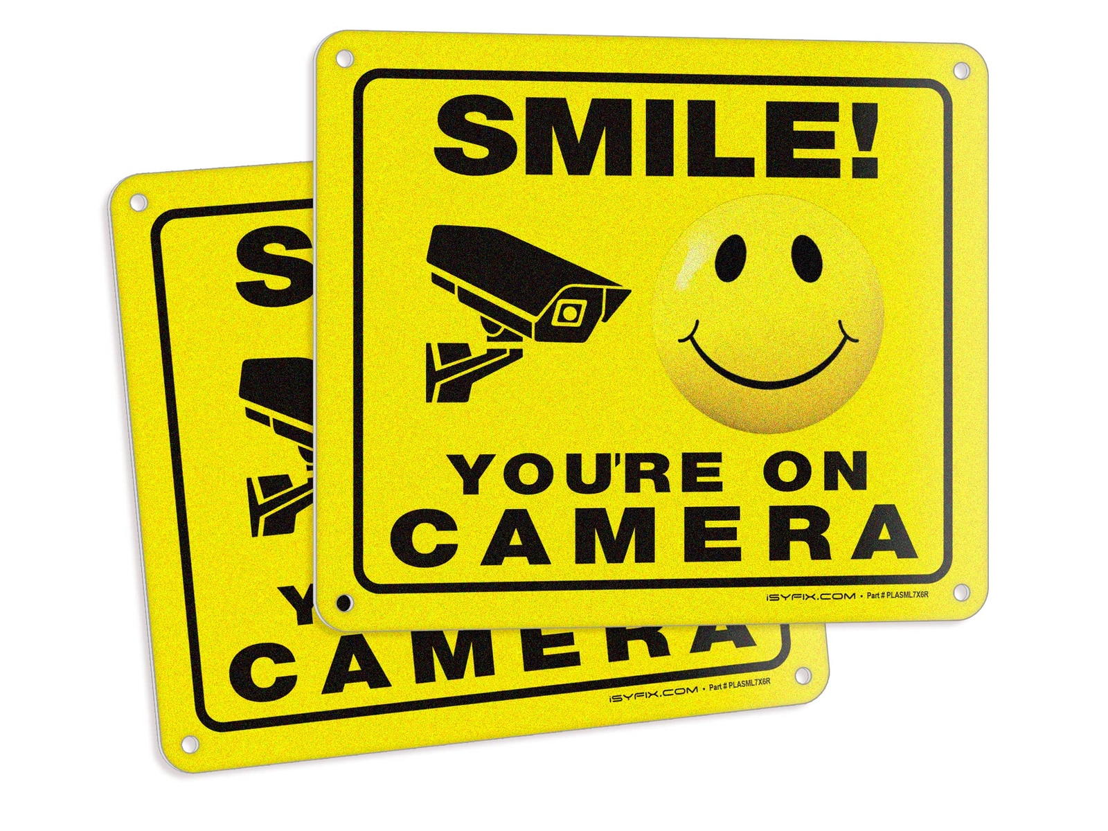 Smile You’re on Camera Reflective Signs for Business – 2 Pack Reflective 7×6 …