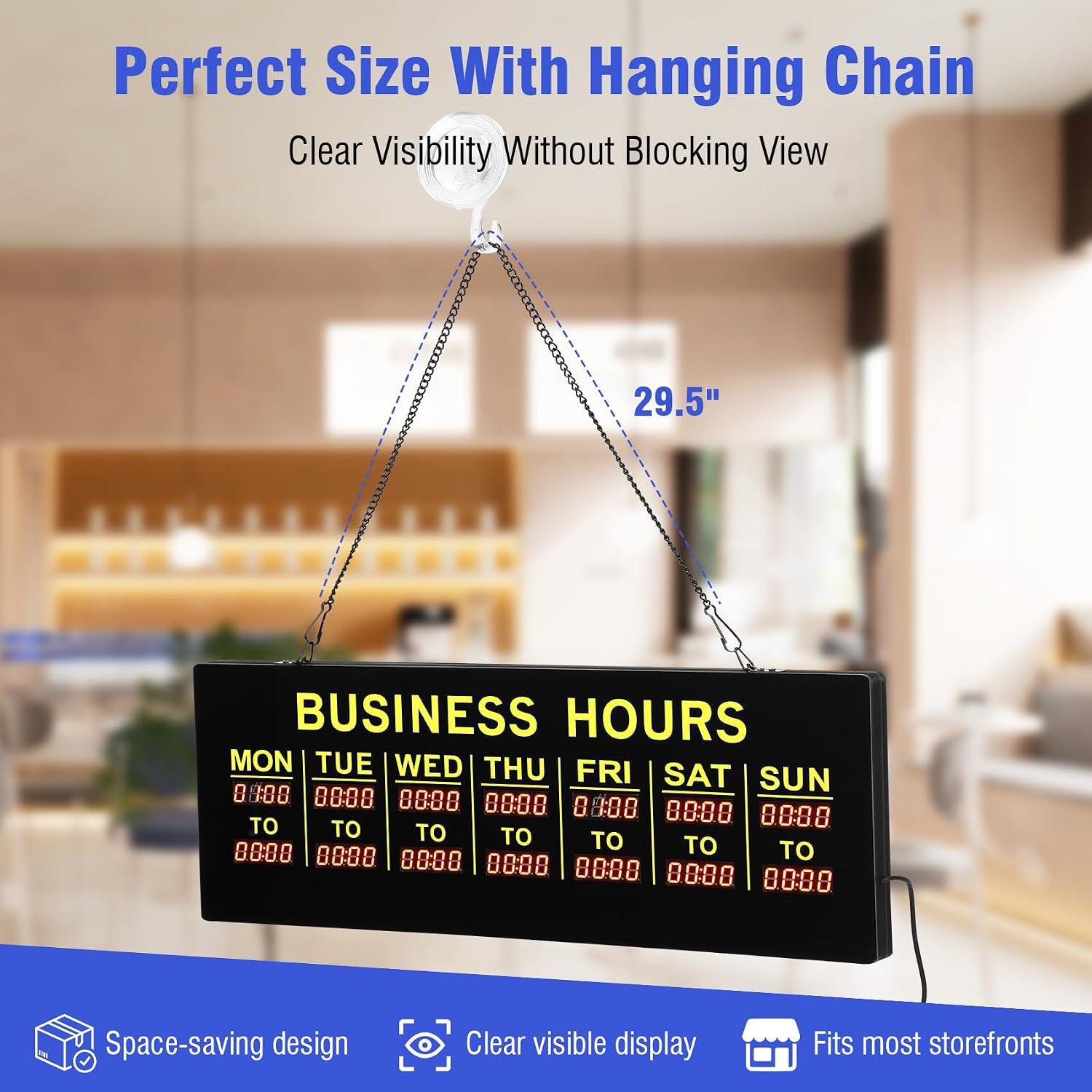 Digital Business Hours Sign,Programmable Ultra Bright Leds Operation Sign for Co