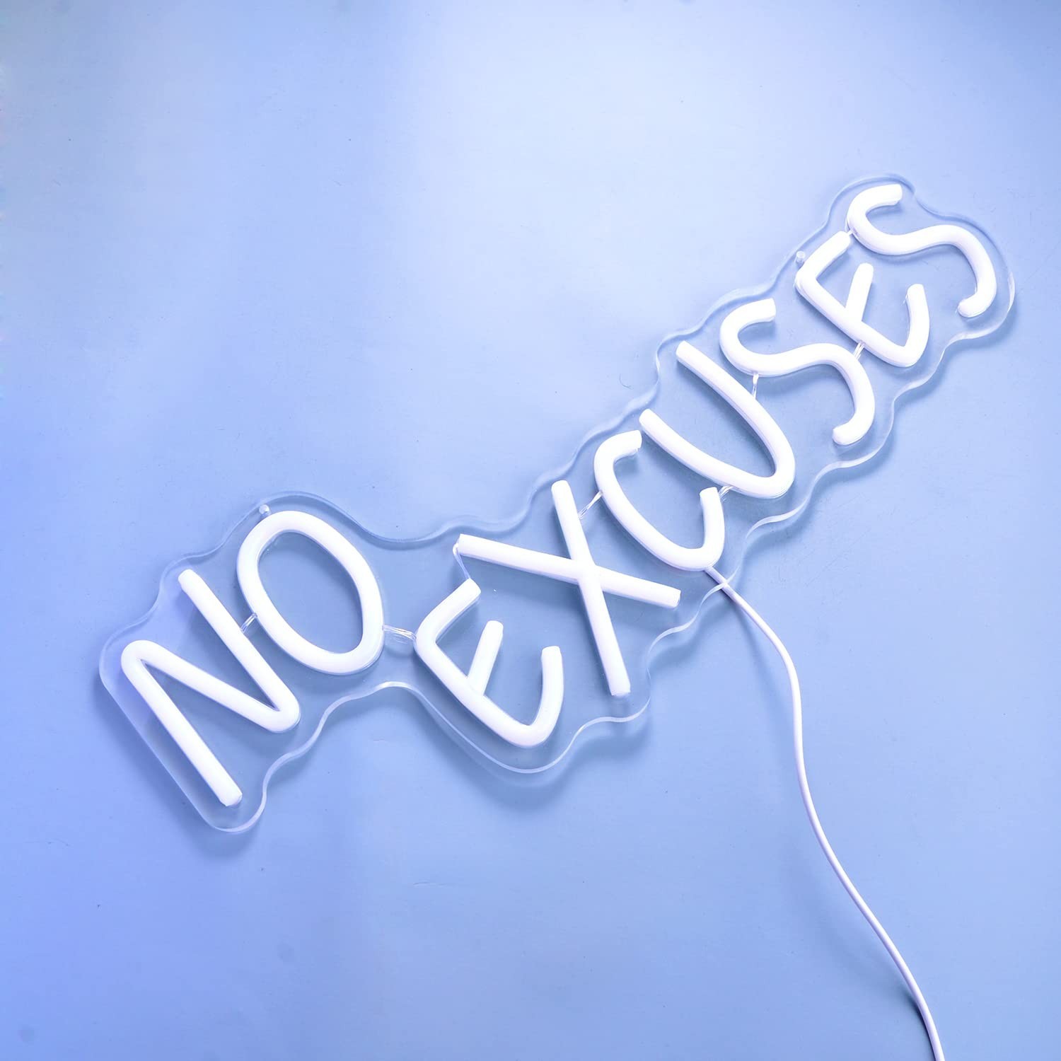 No Excuses Neon Sign Pink Inspirational LED Light Motivational Dimmable Wall …