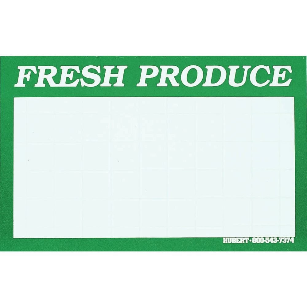 HUBERT® “Fresh Produce” Sign Cards White with Green Border – 5 1/2″L x 7″H