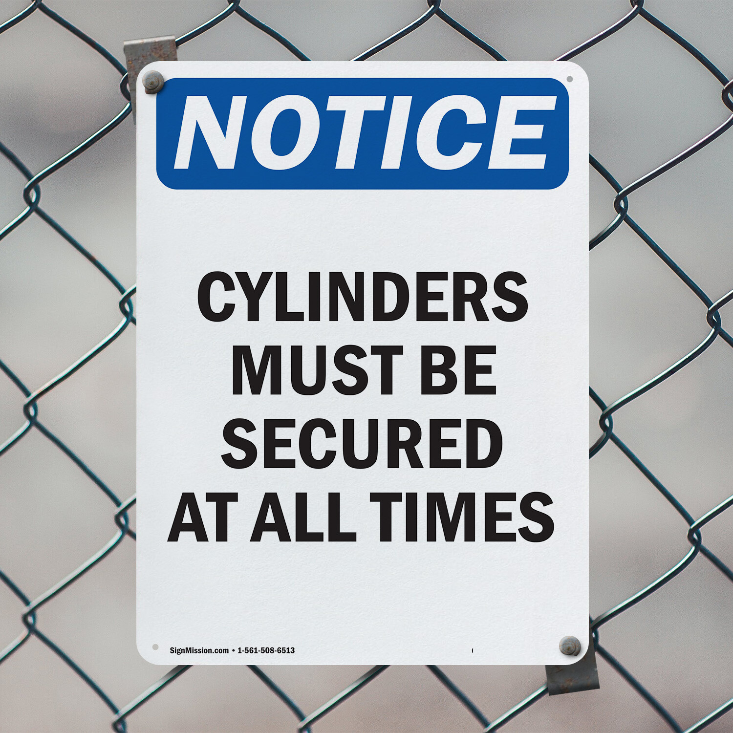 (2 Pack) Cylinders Must Be Secured At All Times OSHA Notice Sign Decal Metal