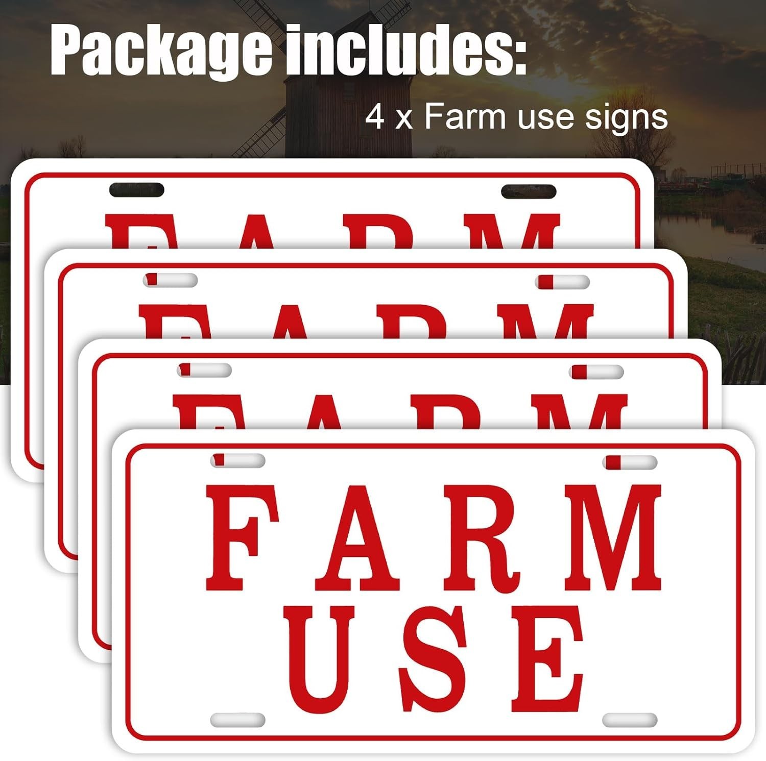 4 Pieces Farm Use ID Tag Sign Aluminum Reflective Sign Rust Free Farm Use Pla