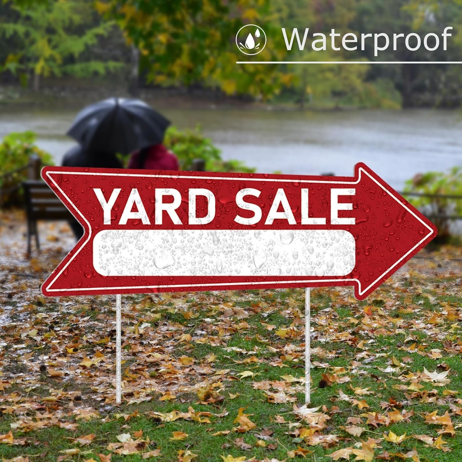 Complete Yard Sale Sign Kit: 6 Red Waterproof Signs + 12 Easy-Install Stakes